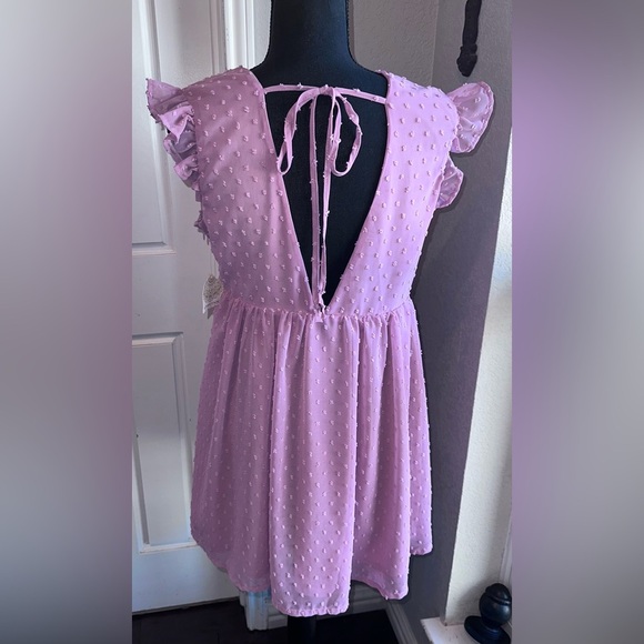 Pink Ruffle Sleeve Dress Size M Altered State - Picture 6 of 9